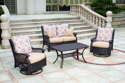 Backyard Creations Allenwood Brown Wicker 4 Piece Seating Patio Set