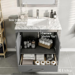 Eviva London 24 W X 18 D Gray Vanity And Carrara Natural Marble Vanity