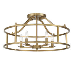 Savoy House Essentials Stockton 5 Light Warm Brass Semi Flush Mount