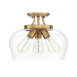 Savoy House Essentials Octave 3 Light Warm Brass Semi Flush Mount