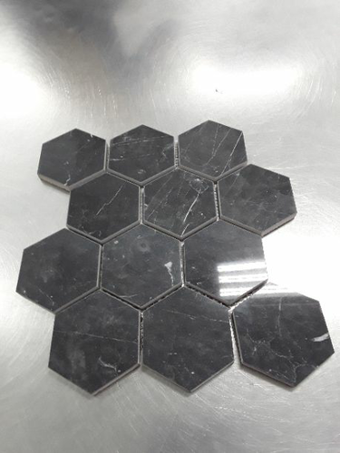 Milestone Luxury Nero Marquina Black 9 x 11 Hexagon Porcelain Mosaic Tile