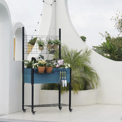 EverBloom Self-watering Mobile Planter Blue with Trellis & Basket and ...