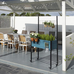 EverBloom Self-watering Mobile Planter Blue with Trellis & Basket and ...