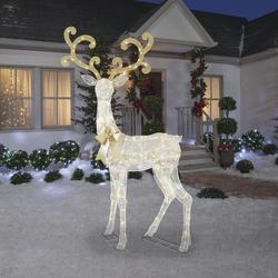 Enchanted Forest 8 10 LED Glimmer Crystal Lattice Reindeer with Gold Bow