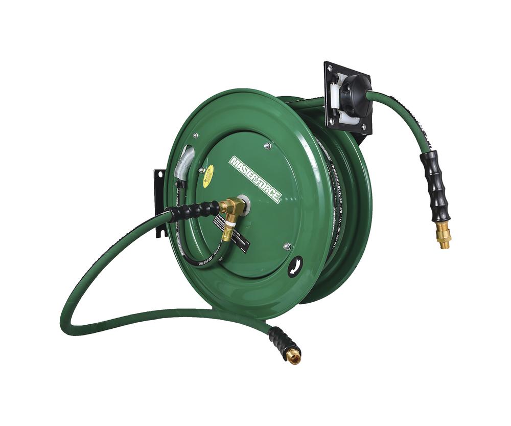 SuperHandy Portable Industrial Retractable Air Hose Reel- 3/8in x 100 Ft,  3/8in Mnpt Connections in the Air Compressor Accessories department at