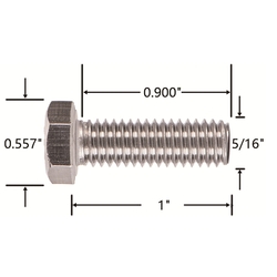 Fastenere 5/16-18 X 1" Stainless Steel Hex Bolts – Grade 18-8, Fully Threaded, Socket Drive (Qty 100)