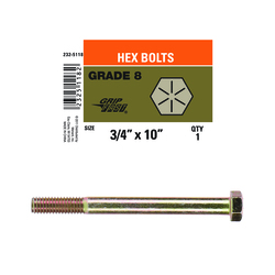 thumbnail image 2 of Fasteners Inc. 3/4-10 X 4 Hex Bolt - Grade 8 Yellow Zinc Plated Cap Screw, Coarse Thread 2 of 4