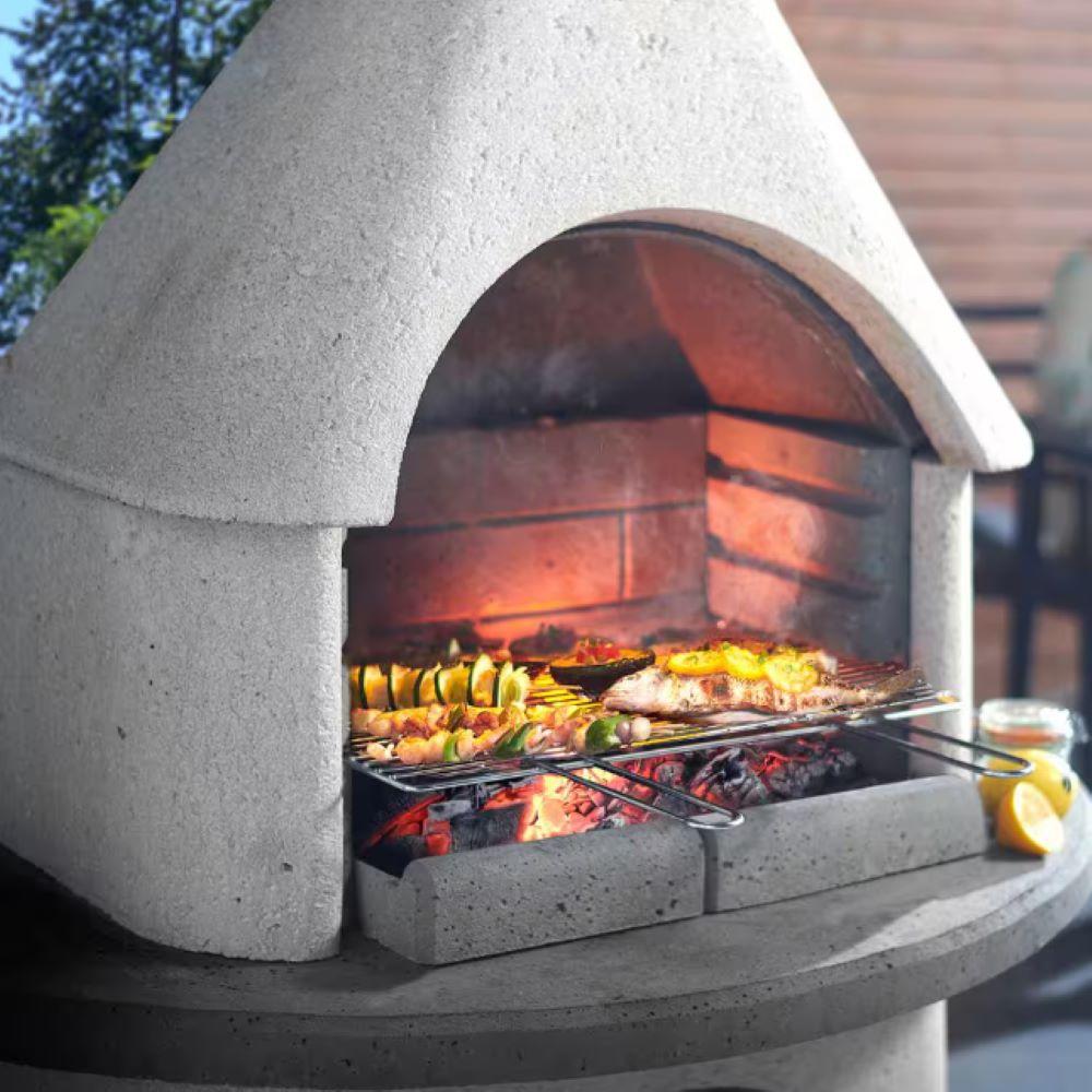 Big Horn® Wellington Outdoor Concrete Fireplace with Cooking Grill