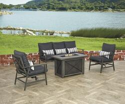 Backyard Creations® Naples Nook Gray 4-Piece Fire Pit Seating
