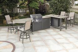 Backyard Creations Galloway Brown 10 Piece Fire Pit Patio Set with Tan Fabric