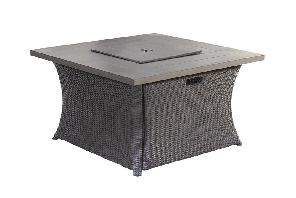 Backyard Creations® Allenwood Brown Wicker 5-Piece Deep Seating Fire Pit Patio Set with Green Cushions