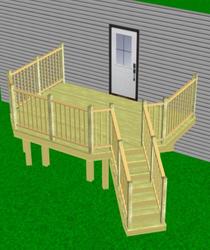 14' x 10' Attached Deck with Angled Corner Stairs Material List at Menards®