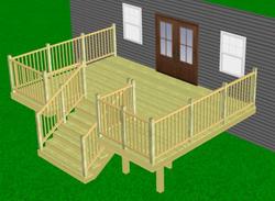 20' x 14' Attached Deck with Inset Wide Stairs Material List at Menards®