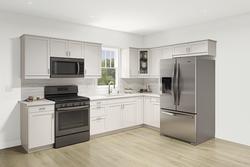 KLËARVŪE® Halmstad™ Warm White 19' L-Shaped Kitchen - Cabinets Only at