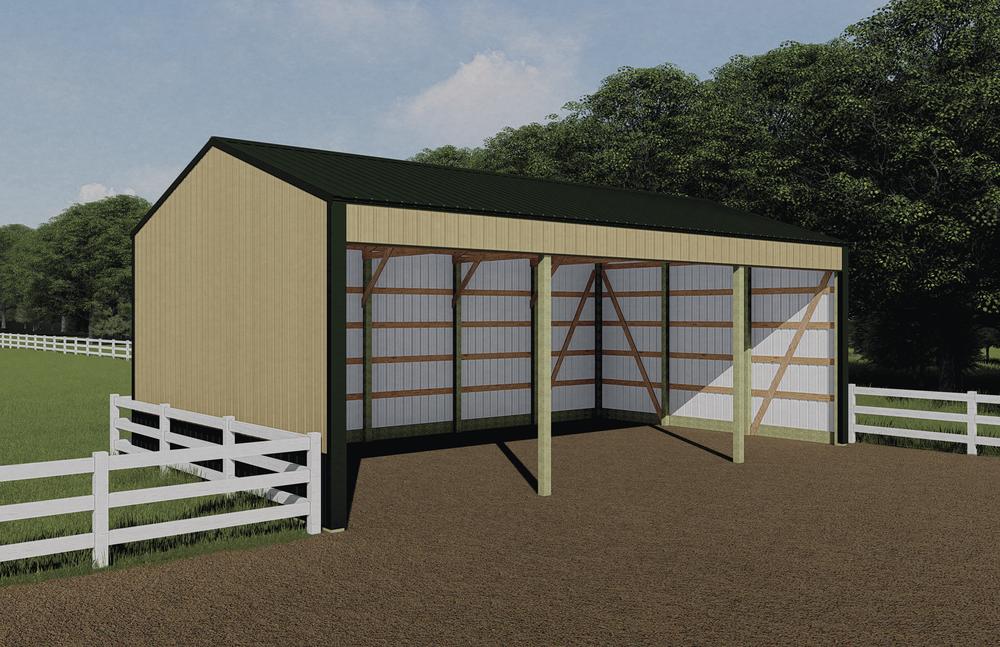 24&rsquo;W x 40&rsquo;L x 13&rsquo;H Loafing Shed Post Frame Building Material List at