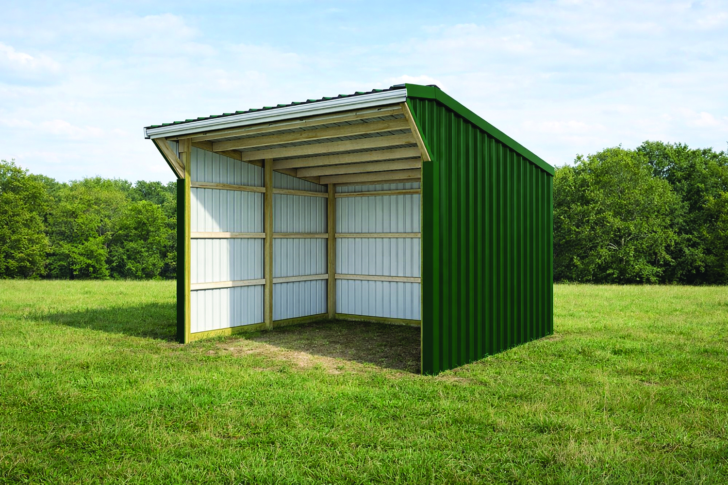 Emerald green horse shelter