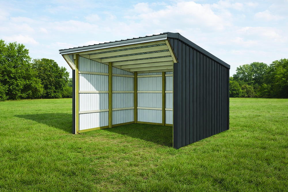 Charcoal gray loafing shed