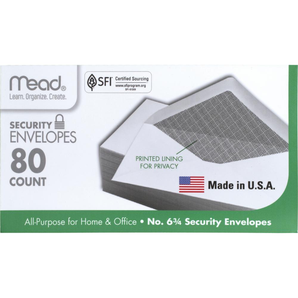 Mead® #6 Security Envelopes - 80 count