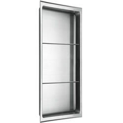 AKDY 8 in. W x 36 in. H x 4 in. D Stainless Steel Triple Shelf Bathroom Shower Wall NICHE in Matte Black