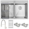 Karran Drop-In 33" Brown Quartz 1-Hole Double Bowl Kitchen Sink