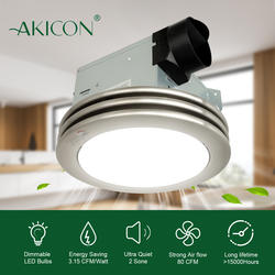 Akicon&trade Ceiling Exhaust Bath Fan with LED Light Brushed Nickel at ...