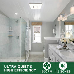 Akicon&trade Roomside 90 CFM Silver Ceiling Exhaust Bath Fan with Light ...