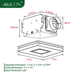 Akicon&trade Roomside 90 CFM Matte Black Ceiling Exhaust Bath Fan with ...