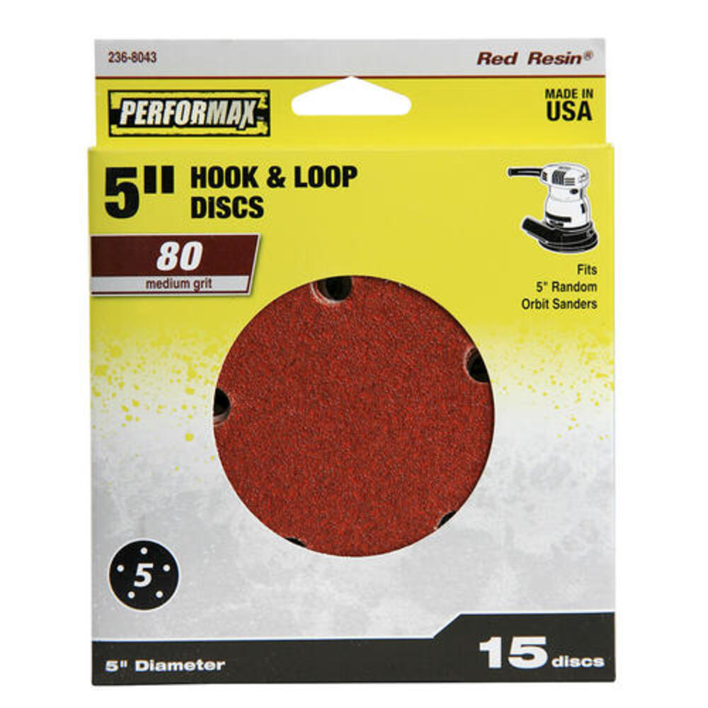 Performax 5 80 Grit 5 Hole Hook Loop Sanding Disc 15 Pack