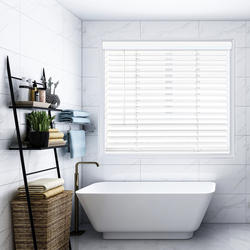 Decor Elements 2" Smooth Fauxwood Cordless Venetian Blinds Smooth White ...