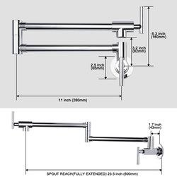 WOWOW® Wall-Mount Two-Handle Chrome Pot Filler Kitchen Faucet at Menards®