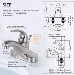 WOWOW® One-Handle 4" Centerset Brushed Nickel Bathroom Sink Faucet at ...