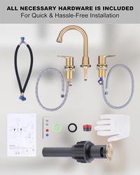 WOWOW® Two-Handle 8" Widespread Brushed Gold Bathroom Sink Faucet at ...