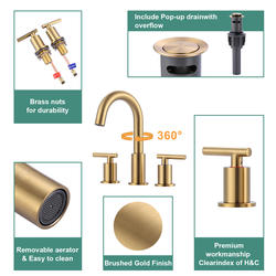 WOWOW® Two-Handle 8" Widespread Gold Bathroom Sink Faucet at Menards®