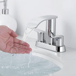 WOWOW® WaterFall Two-Handle 4" Centerset Chrome Bathroom Sink Faucet at ...