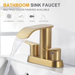 WOWOW® WaterFall Two-Handle 4" Centerset Brushed Gold Bathroom Sink Faucet at Menards®
