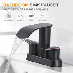 WOWOW® WaterFall Two-Handle 4" Centerset Oil-Rubbed Bronze Bathroom ...