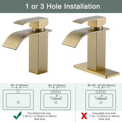 WOWOW® WaterFall One-Handle 4" Centerset Gold Bathroom Sink Faucet at ...