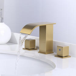 WOWOW® WaterFall Two-Handle 8" Widespread Brushed Gold Bathroom Sink ...