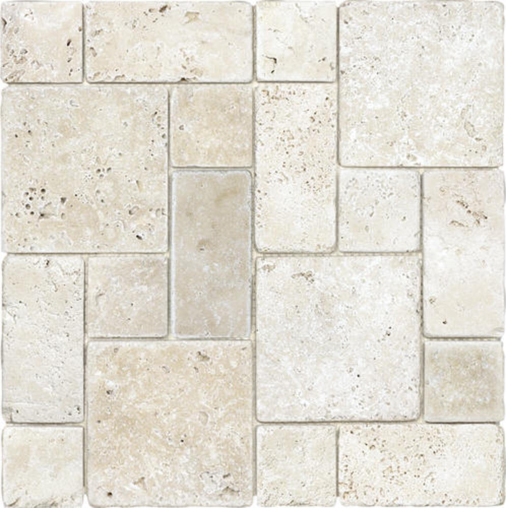 Ellis + Fisher Avorio Travertine Roman Pattern 12 x 12 Stone Mosaic Tile Ellis + Fisher Avorio Travertine Roman Pattern 12 x 12 Stone Mosaic Tile