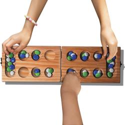 WE Games Folding Mancala - Solid Wood Board & Glass Stones, 1 unit