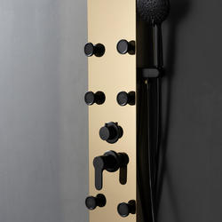 BWE®6-Jet Black Gold Shower Panel with Heavy Rain Shower and Handheld