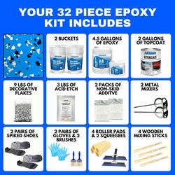 ArmorPoxy Garage Epoxy Floor Kit for Concrete - 17 Piece 2-Part Epoxy