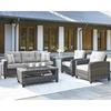 Signature Design® by Ashley® Cloverbrooke Brown Wicker 4-Piece Wicker Patio Set with Gray Cushions