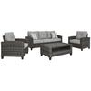 Signature Design® by Ashley® Cloverbrooke Brown Wicker 4-Piece Wicker Patio Set with Gray Cushions