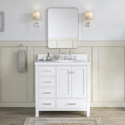 ARIEL Cambridge 37"W x 22"D White Vanity and White Quartz Vanity Top ...