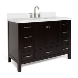 ARIEL Cambridge 49"W x 22"D Espresso Vanity and White Quartz Vanity Top ...