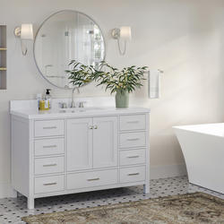 ARIEL Cambridge 55"W x 22"D White Vanity and White Quartz Vanity Top ...