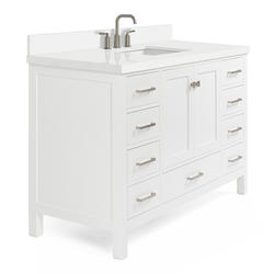 ARIEL Cambridge 55"W x 22"D White Vanity and White Quartz Vanity Top ...