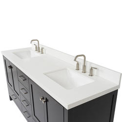 ARIEL Cambridge 73"W x 22"D Espresso Vanity and White Quartz Vanity Top ...