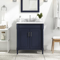 Avanity® Bristol 31"W x 22"D Navy Blue Vanity and Cala White Engineered ...